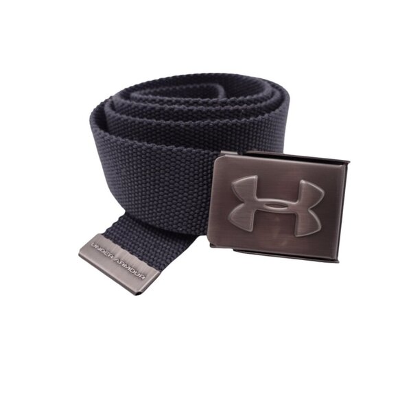 Under Armour Webbed Belt OSFM Gray Woven Canvas Military Style Adjustable Clasp - Picture 1 of 9
